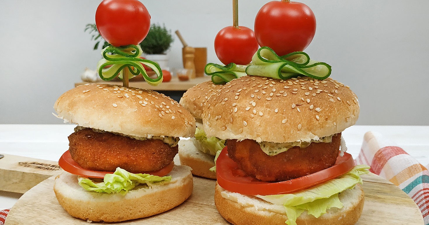 Hake Burgers With Iceberg Lettuce, Tartare Sauce And Skin Potatoes