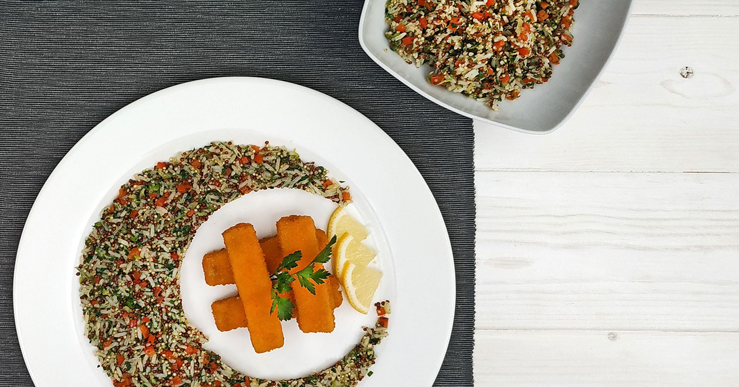 Gluten-Free Fish Sticks With Jasmine Rice And Quinoa