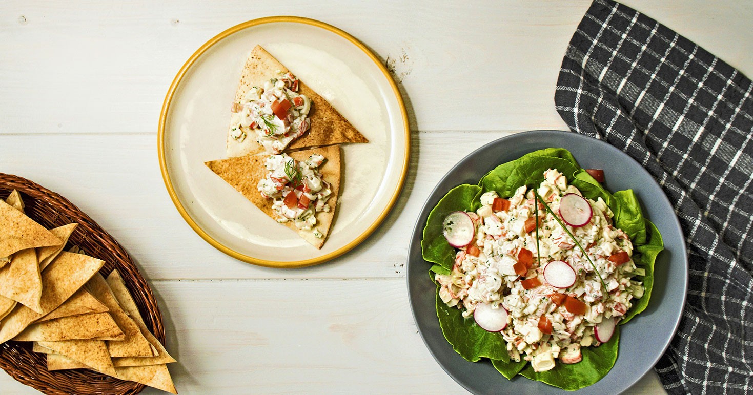 Crab Salad With Paprika-Flavoured Homemade Pitta Chips