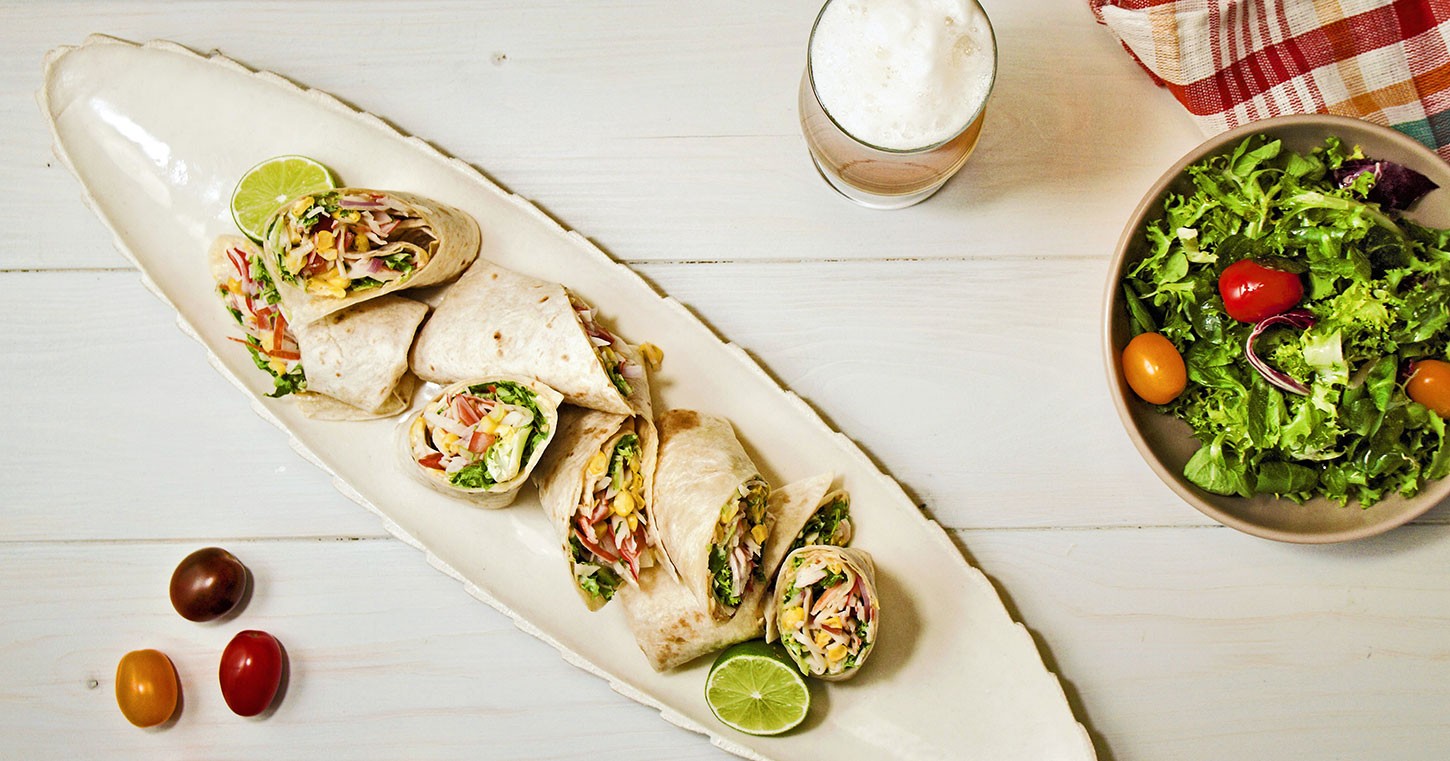 Burritos With Crab-Flavoured Surimi Sticks And Vegetables