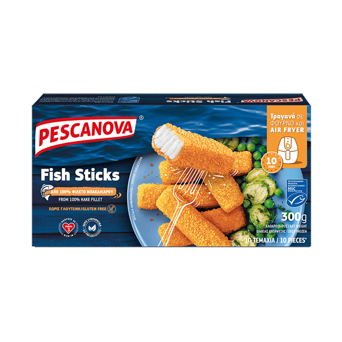 Fish sticks from hake fillet gluten free
