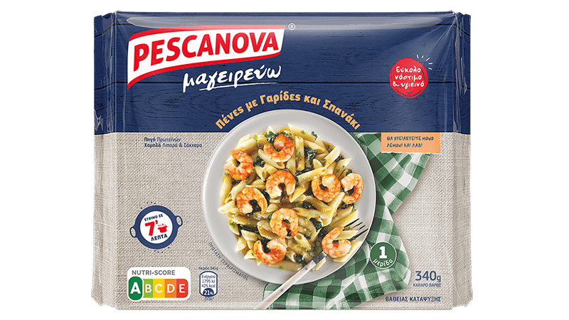«Pescanova I cook» Penne with Shrimps and Spinach