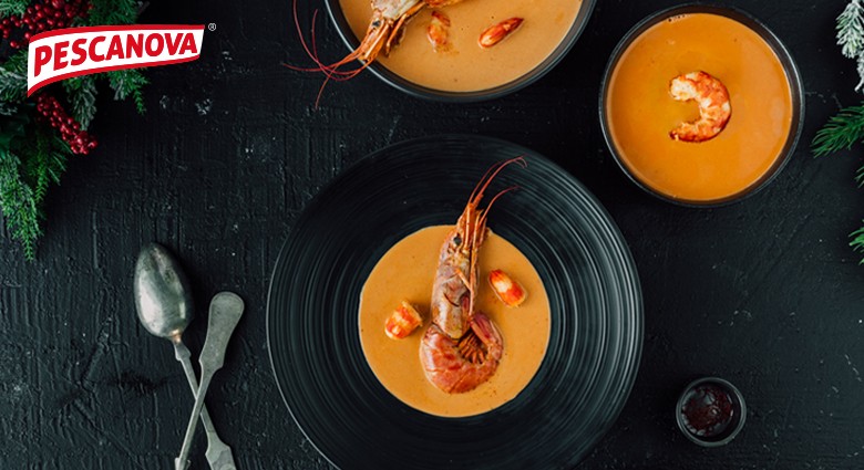 Bisque soup with Argentine prawn